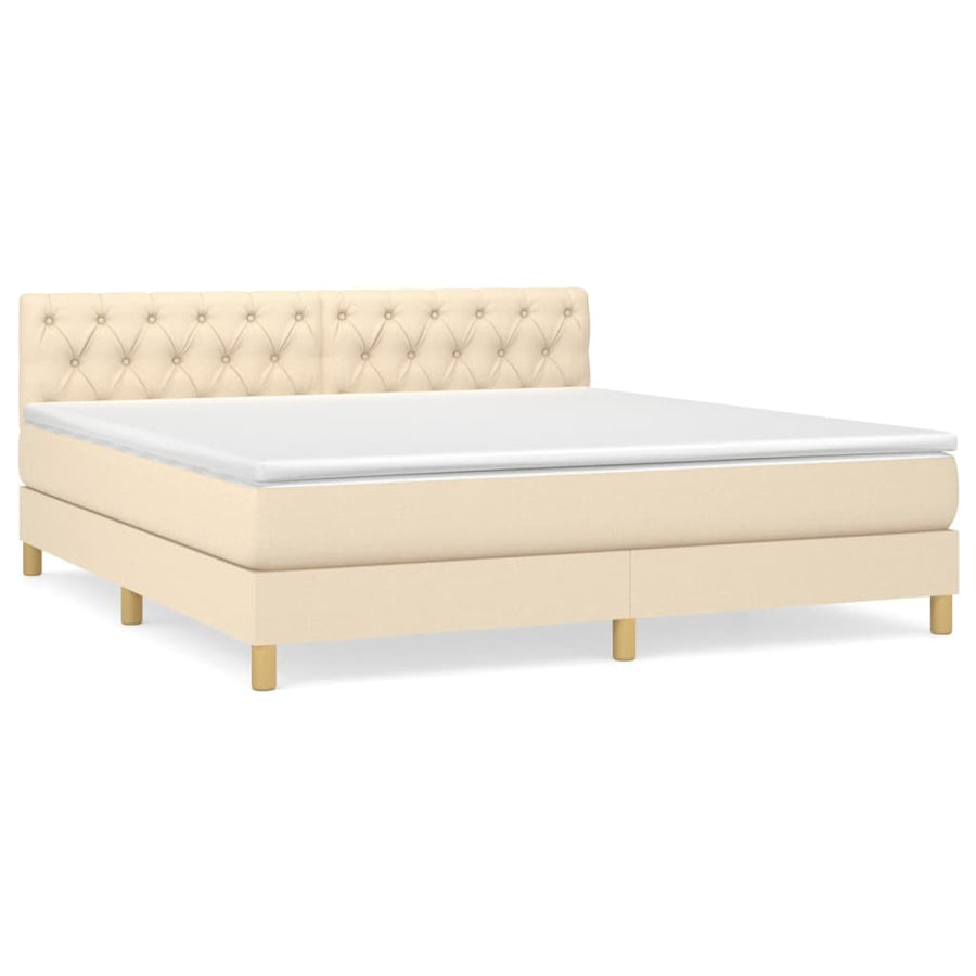 Boxspring Met Matras Stof Kleurig Crème 160 x 200 cm Getuft ontwerp