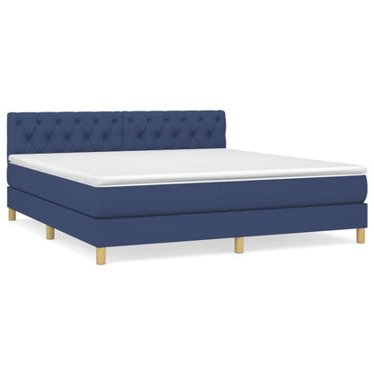 Boxspring Met Matras Stof Blauw 160 x 200 cm Getuft ontwerp