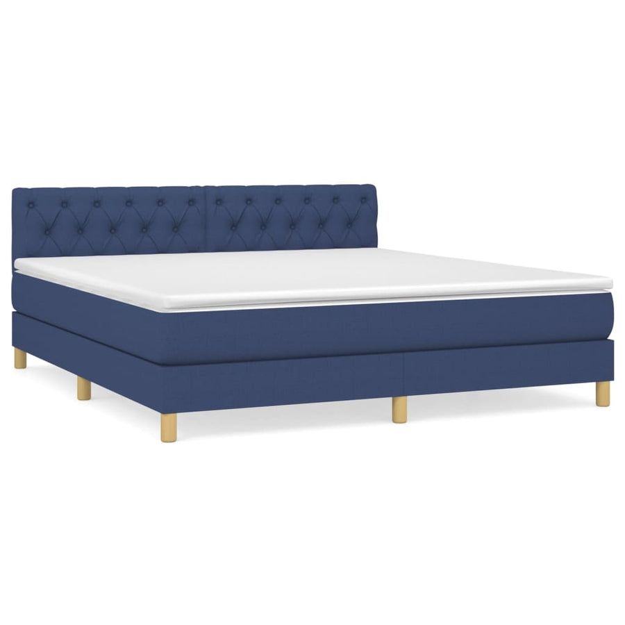 Boxspring Met Matras Stof Blauw 160 x 200 cm Getuft ontwerp