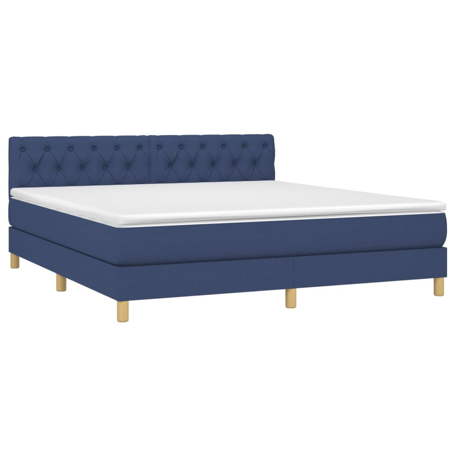 Boxspring Met Matras Stof Blauw 160 x 200 cm Getuft ontwerp