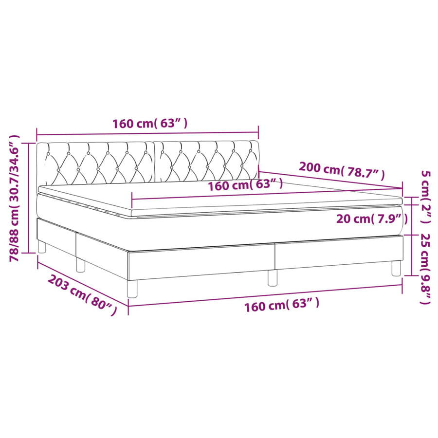 Boxspring Met Matras Stof Blauw 160 x 200 cm Getuft ontwerp