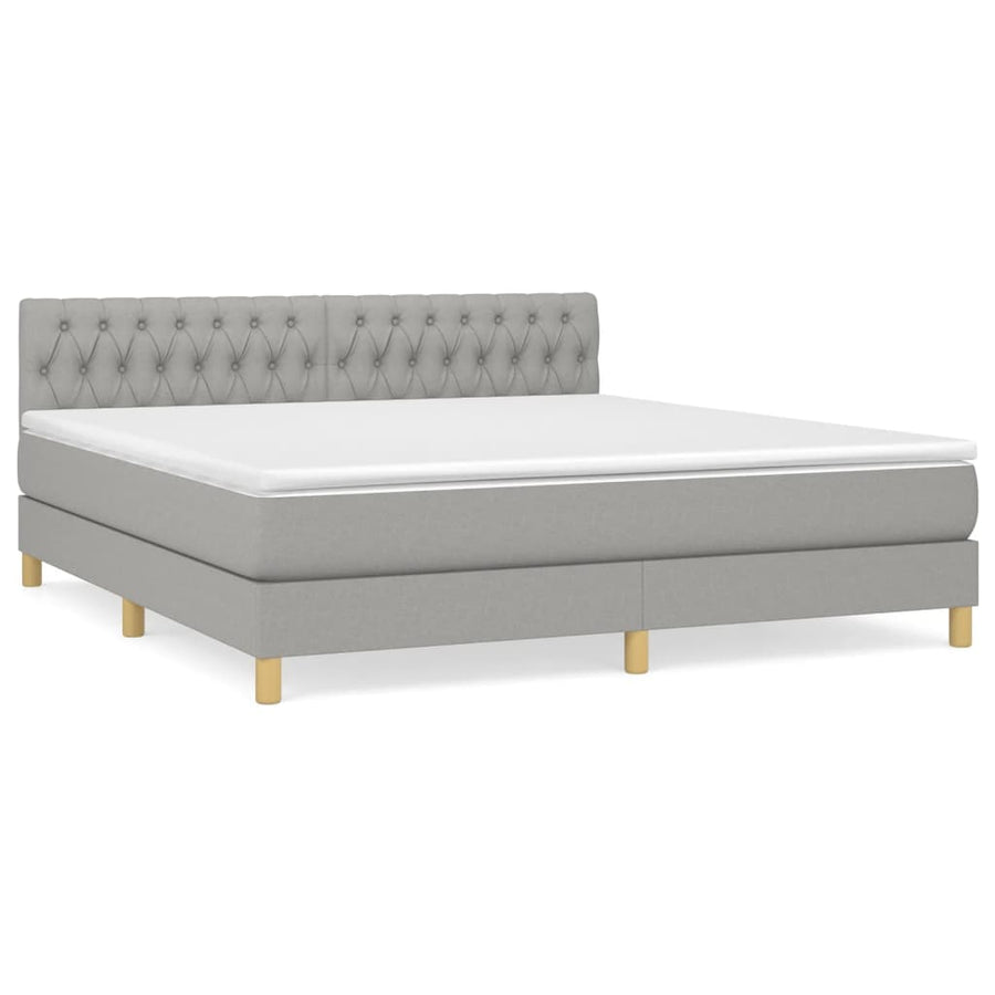 Boxspring Met Matras Stof Lichtgrijs 180 x 200 cm Getuft ontwerp
