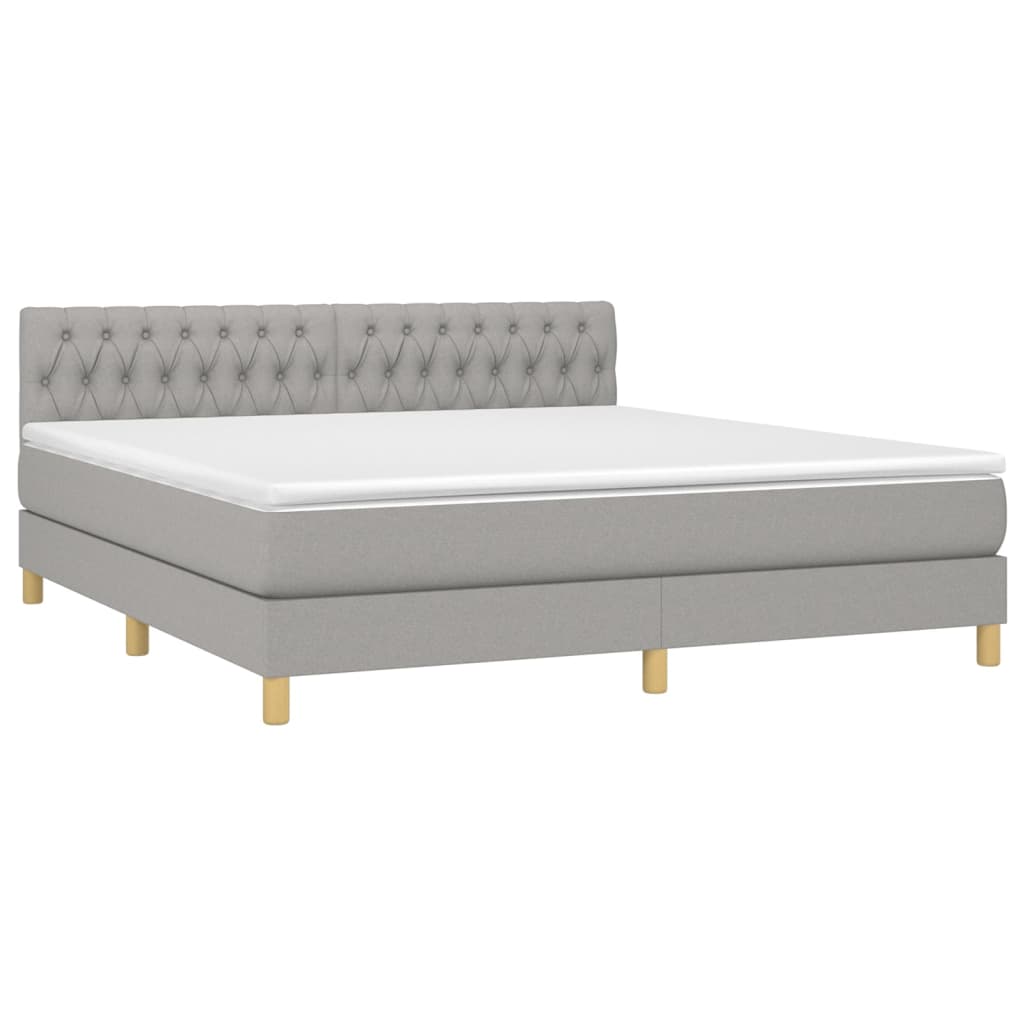 Boxspring Met Matras Stof Lichtgrijs 180 x 200 cm Getuft ontwerp