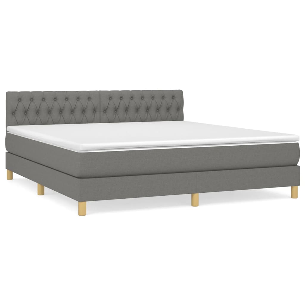 Boxspring Met Matras Stof Donkergrijs 180 x 200 cm Getuft ontwerp