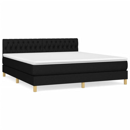 Boxspring Met Matras Stof Zwart 180 x 200 cm Getuft ontwerp
