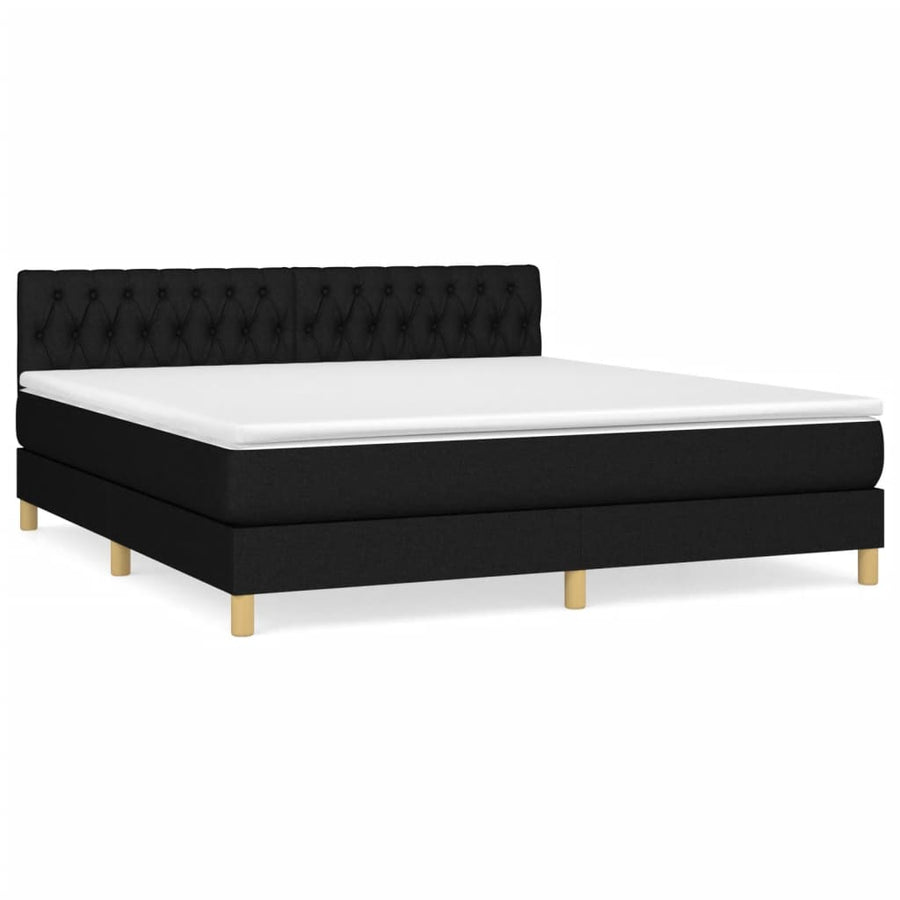 Boxspring Met Matras Stof Zwart 180 x 200 cm Getuft ontwerp