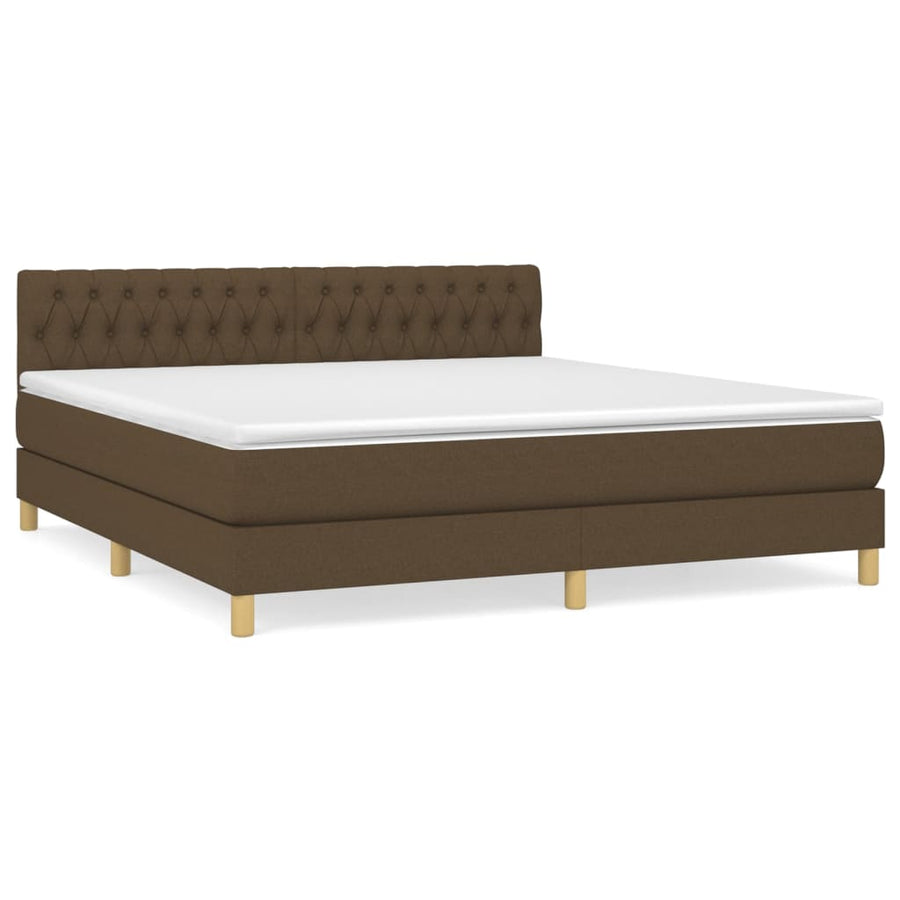 Boxspring Met Matras Stof Donkerbruin 180 x 200 cm Getuft ontwerp