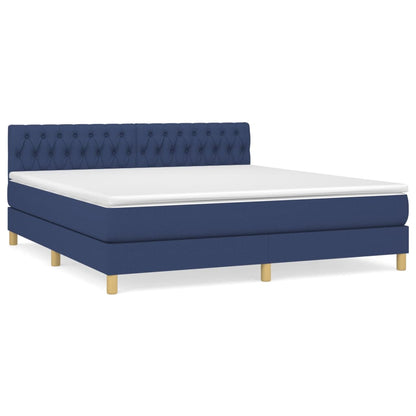 Boxspring Met Matras Stof Blauw 180 x 200 cm Getuft ontwerp