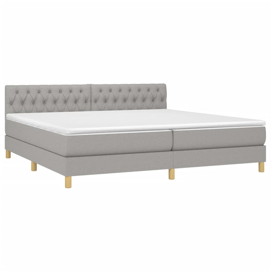 Boxspring Met Matras Stof Lichtgrijs 200 x 200 cm Getuft ontwerp