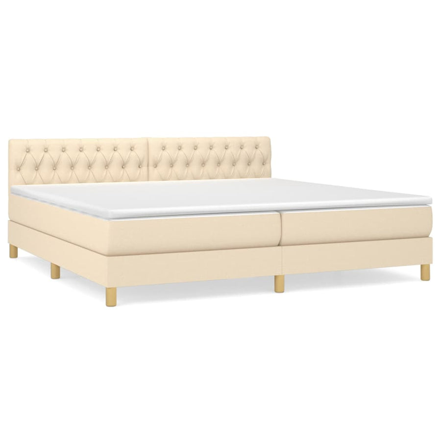 Boxspring Met Matras Stof Kleurig Crème 200 x 200 cm Getuft ontwerp