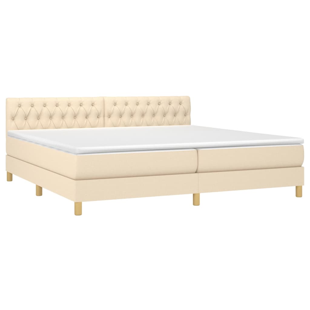 Boxspring Met Matras Stof Kleurig Crème 200 x 200 cm Getuft ontwerp