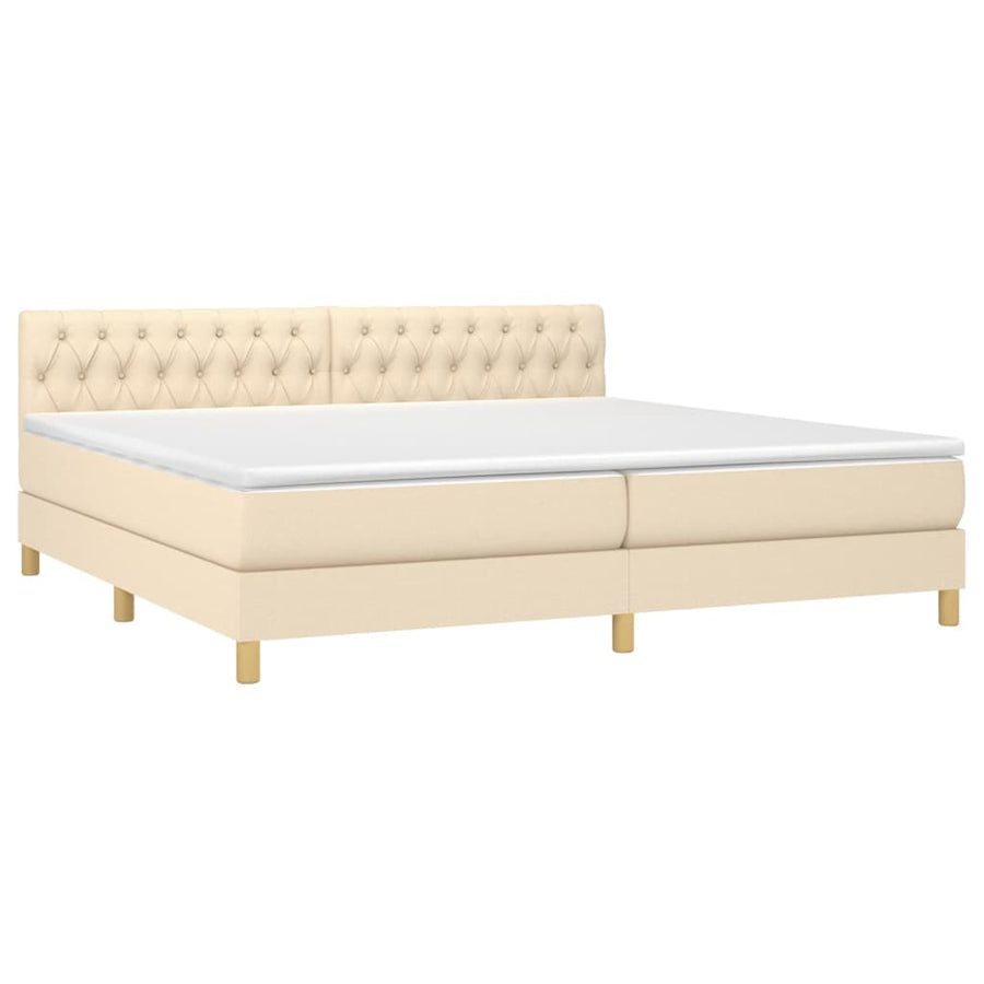 Boxspring Met Matras Stof Kleurig Crème 200 x 200 cm Getuft ontwerp