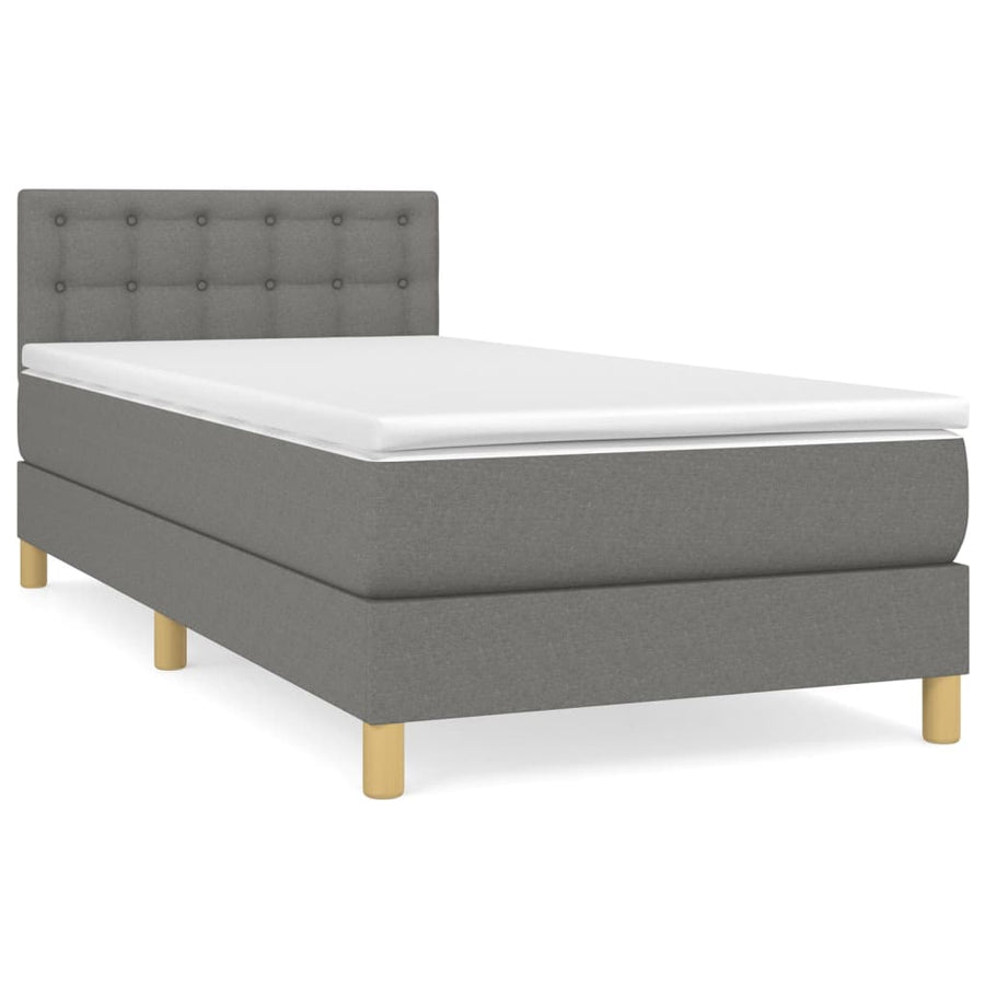 Boxspring Met Matras Stof Donkergrijs 80 x 200 cm Knopen