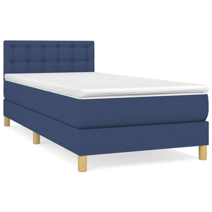 Boxspring Met Matras Stof Blauw 80 x 200 cm Knopen