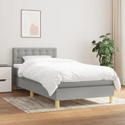 Box spring with mattress fabric light grey 90x190 cm