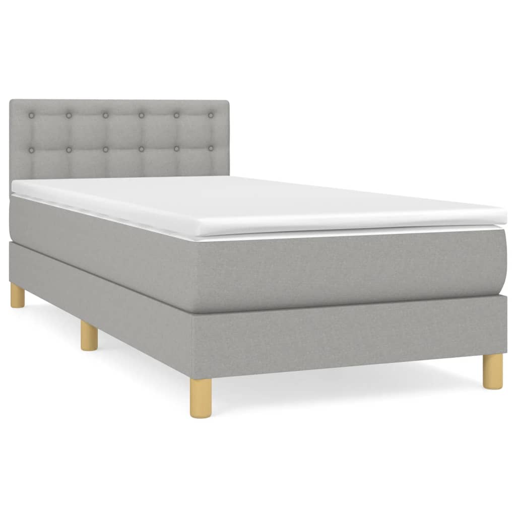 Boxspring Met Matras Stof Lichtgrijs 90 x 200 cm Knopen