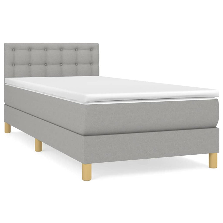 Boxspring Met Matras Stof Lichtgrijs 90 x 200 cm Knopen