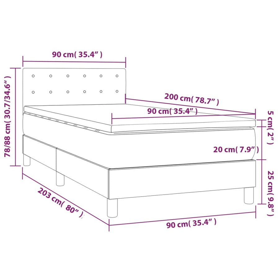 Boxspring met matras stof taupe 90x200 cm