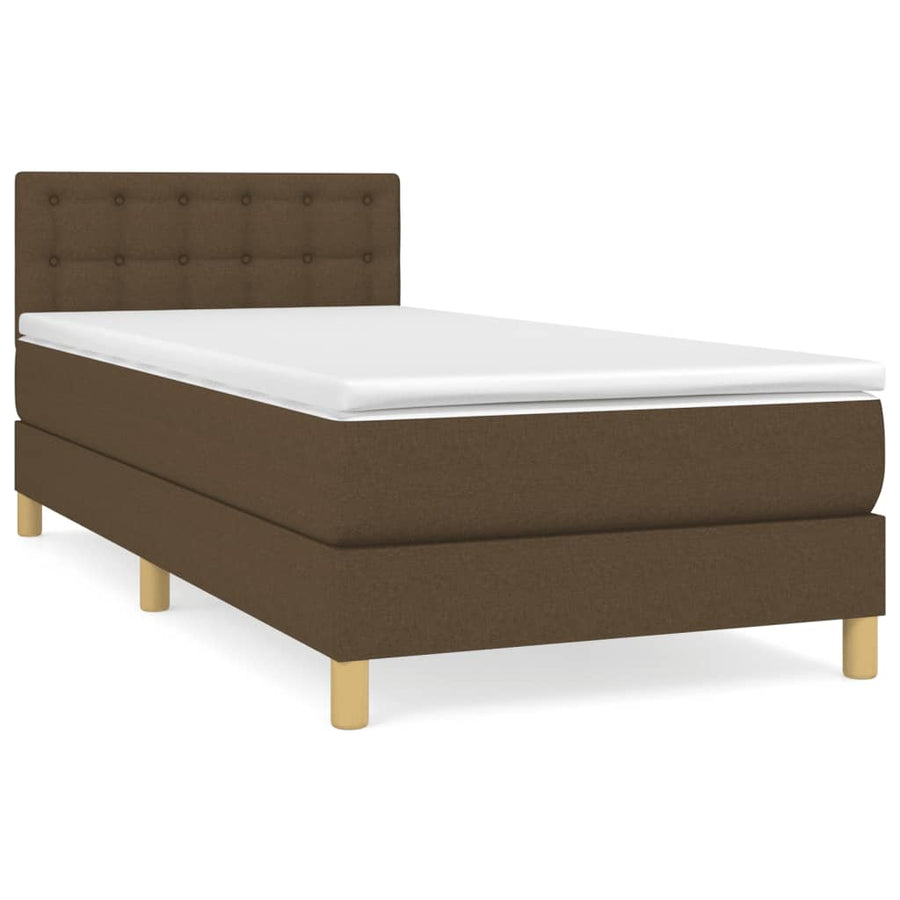 Boxspring Met Matras Stof Donkerbruin 100 x 200 cm Knopen
