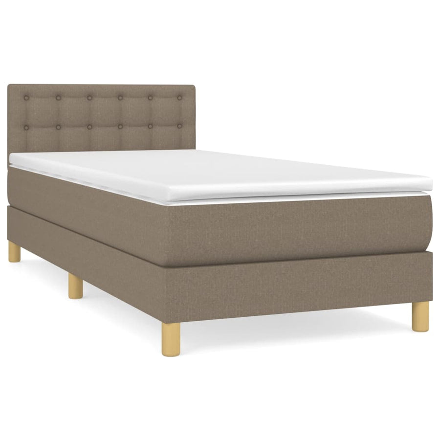 Boxspring Met Matras Stof Taupe 100 x 200 cm Knopen