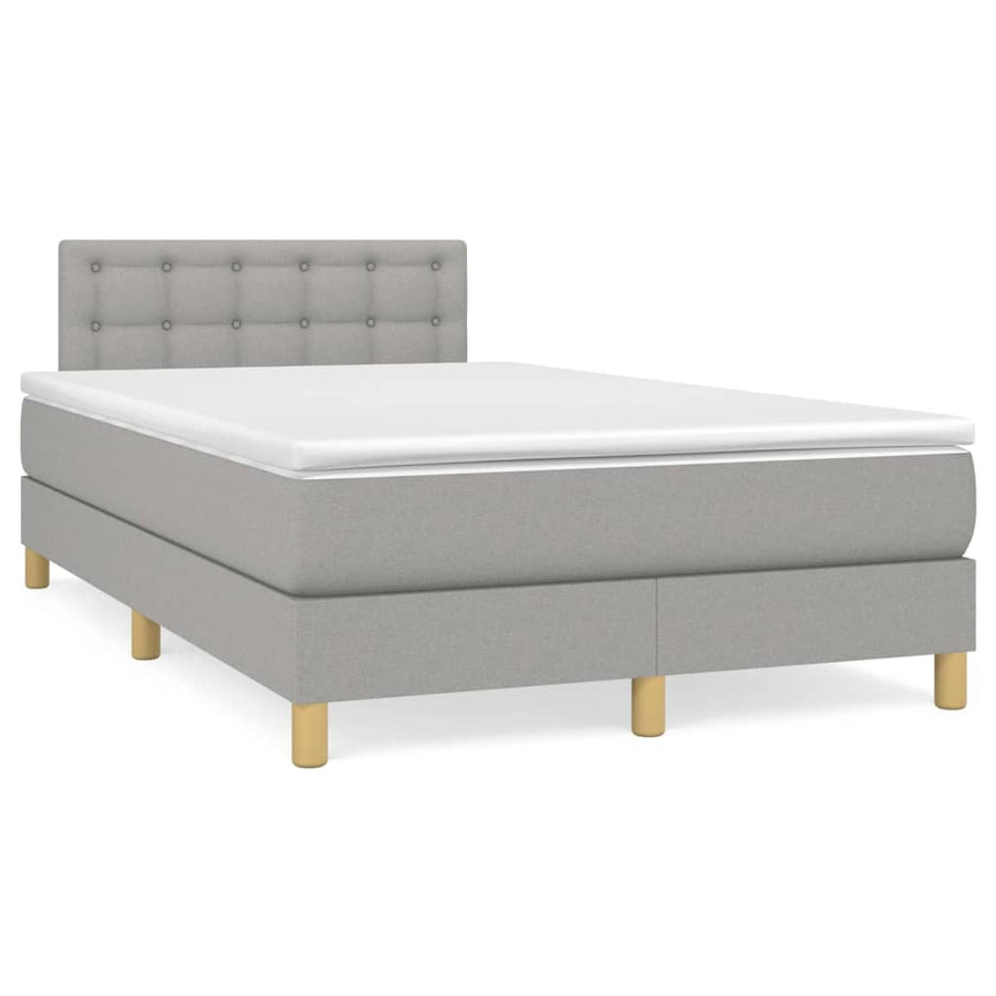 Boxspring Met Matras Stof Lichtgrijs 120 x 200 cm Knopen