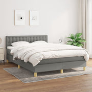 Boxspring met matras 140x190 cm donkergrijs stof