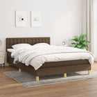 Boxspring Met Matras Stof Donkerbruin 140 x 190 cm Knopen