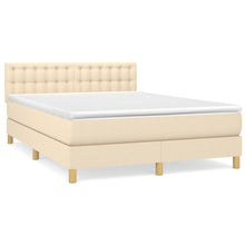 Boxspring Met Matras Stof Kleurig Crème 140 x 190 cm Knopen
