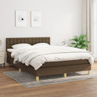 Boxspring Met Matras Stof Donkerbruin 140 x 200 cm Knopen