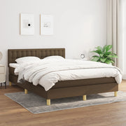 Box spring bed with dark brown fabric mattress 140x200 cm