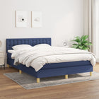 Boxspring Met Matras Stof Blauw 140 x 200 cm Knopen