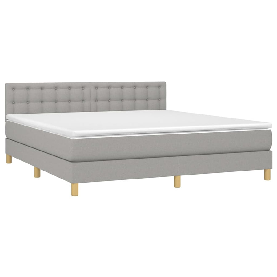 Boxspring Met Matras Stof Lichtgrijs 160 x 200 cm Knopen