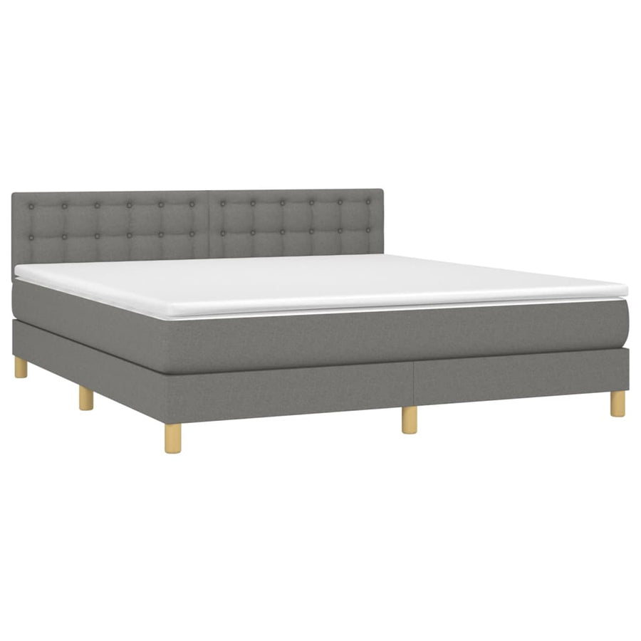 Boxspring met matras stof donkergrijs 160x200 cm