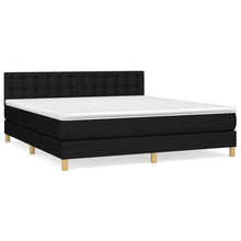 Boxspring Met Matras Stof Zwart 160 x 200 cm Knopen