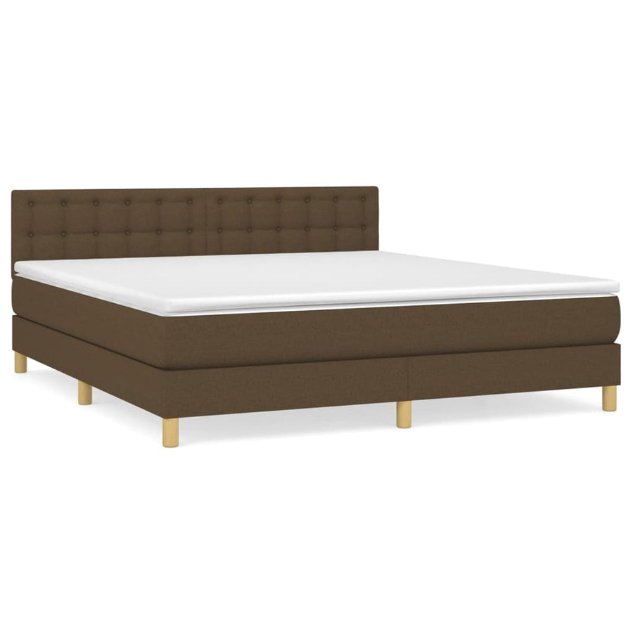 Boxspring Met Matras Stof Donkerbruin 160 x 200 cm Knopen