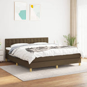 Box spring with dark brown fabric mattress 160x200 cm