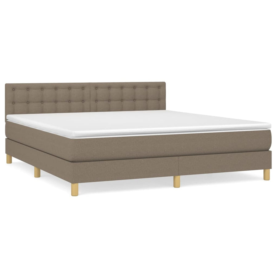 Boxspring Met Matras Stof Taupe 160 x 200 cm Knopen