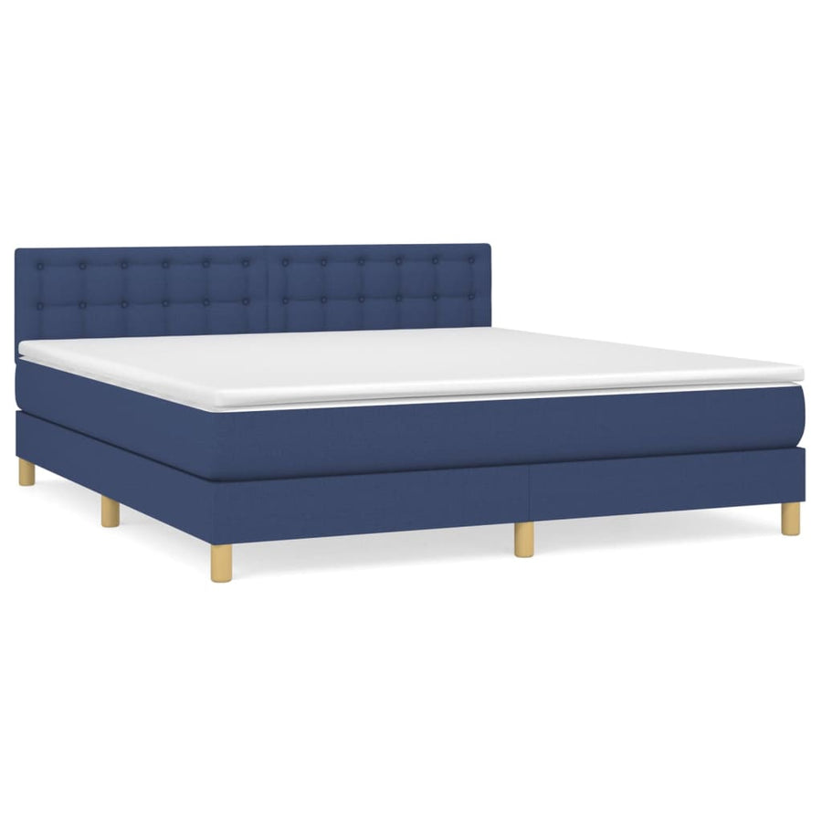 Boxspring Met Matras Stof Blauw 160 x 200 cm Knopen