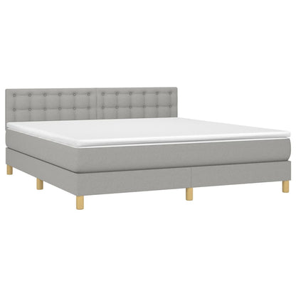 Boxspring Met Matras Stof Lichtgrijs 180 x 200 cm Knopen