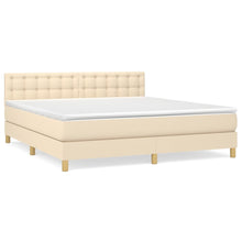 Boxspring Met Matras Stof Crèmekleurig 180X200 Cm 180 x 200 cm Knopen