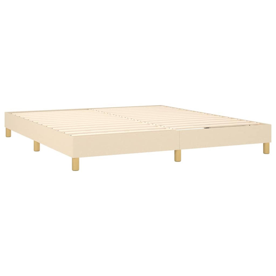 Boxspring Met Matras Stof Crèmekleurig 180X200 Cm 180 x 200 cm Knopen
