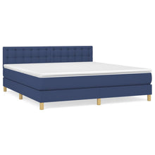 Boxspring Met Matras Stof Blauw 180X200 Cm 180 x 200 cm Knopen