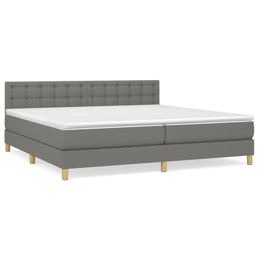 Boxspring Met Matras Stof Donkergrijs 200 x 200 cm Knopen