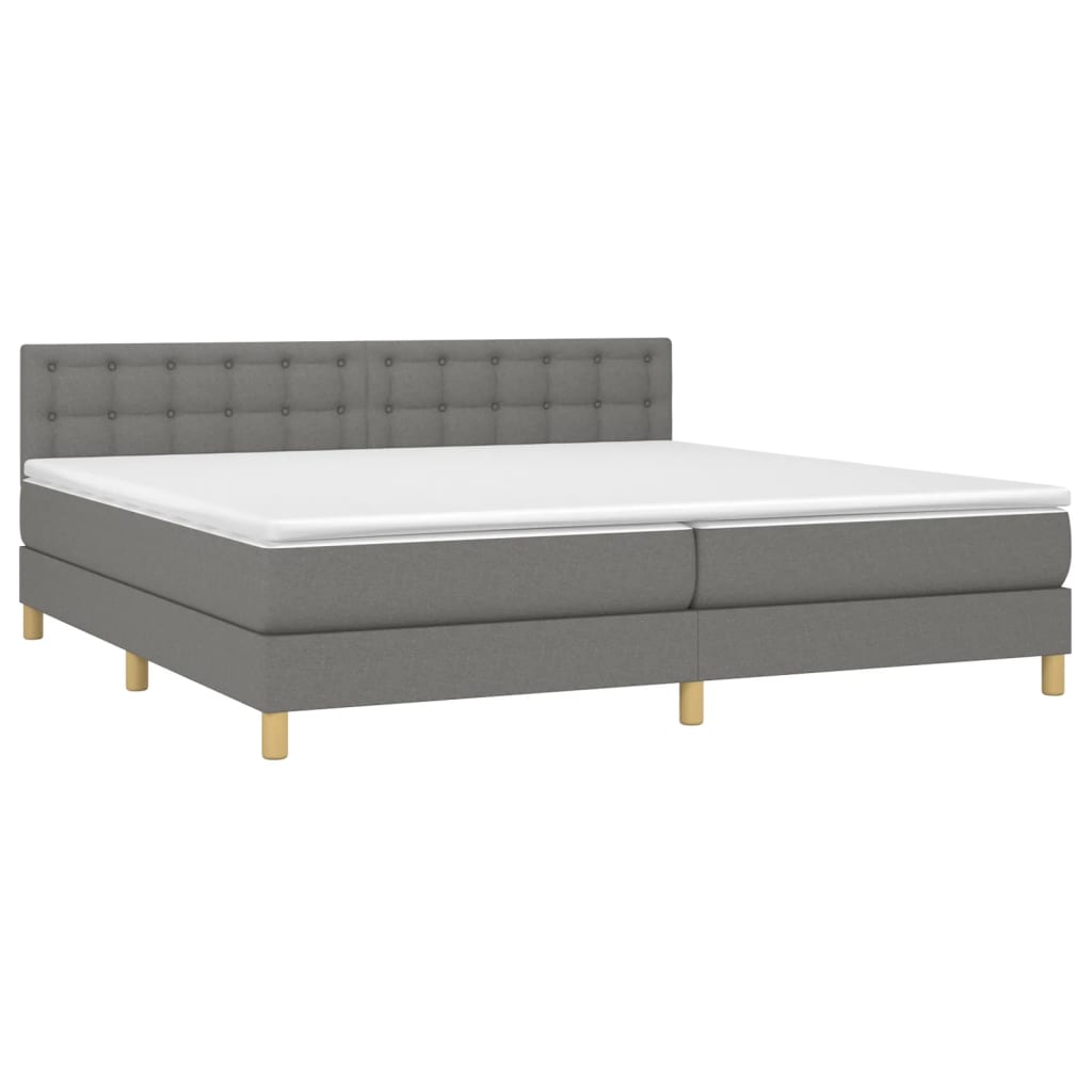 Boxspring Met Matras Stof Donkergrijs 200 x 200 cm Knopen