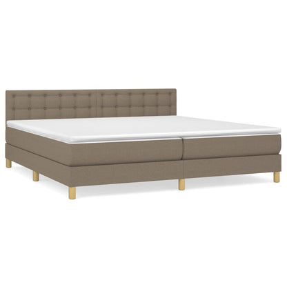 Boxspring Met Matras Stof Taupe 200X200 Cm Taupe 200 x 200 cm Knopen
