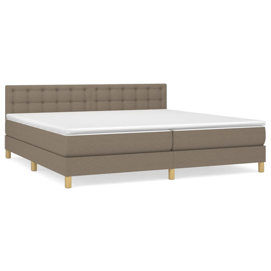 Boxspring Met Matras Stof Taupe 200X200 Cm Taupe 200 x 200 cm Knopen