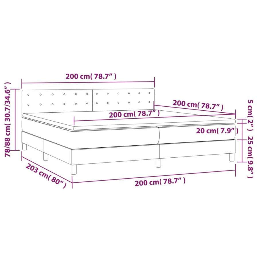 Boxspring Met Matras Stof Taupe 200X200 Cm Taupe 200 x 200 cm Knopen