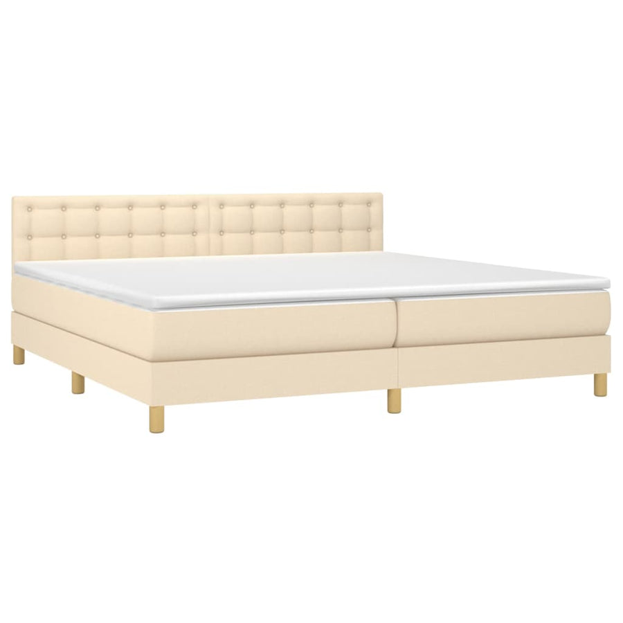 Boxspring met matras stof crèmekleurig 200x200 cm 200 x 200 cm Crème