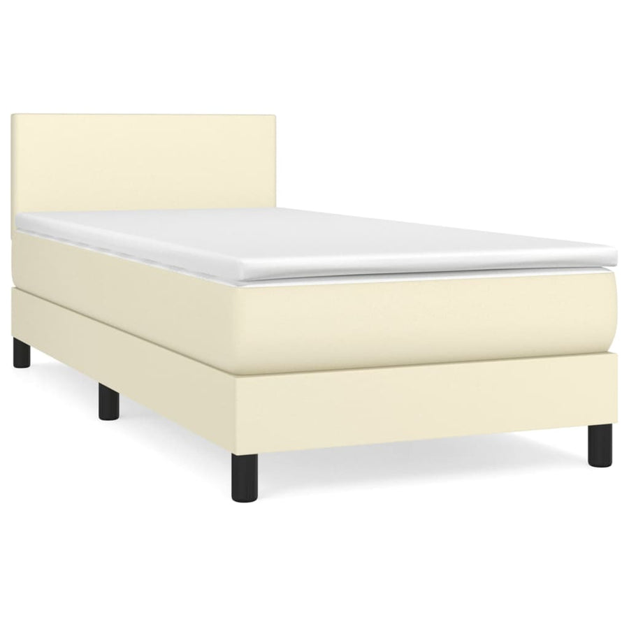 Boxspring Met Matras Kunstleer Kleurig Crème 80 x 200 cm