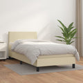 Boxspring Met Matras Kunstleer Kleurig Crème 80 x 200 cm